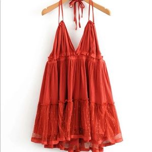 Open Back Layered Halter Dress